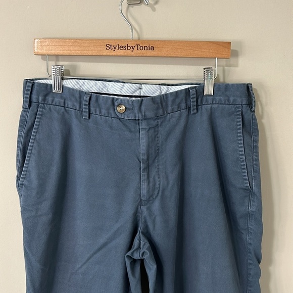PETER MILLAR Mens SOFT TOUCH FLAT FRONT TROUSER Chino Pant Blue Sz 35 - Picture 4 of 11